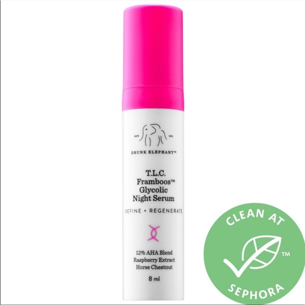 New Drunk Elephant T.L.C. Framboos Glycolic Resurfacing Night Serum 8ml / .27 oz